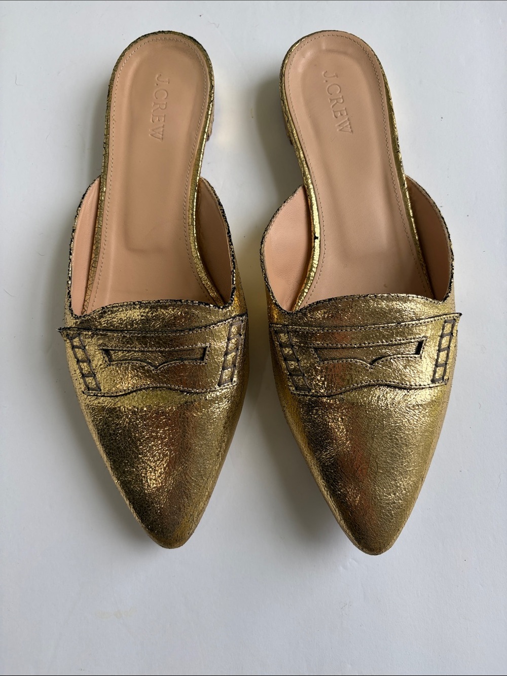 J. Crew Metallic Gold Mule Loafers